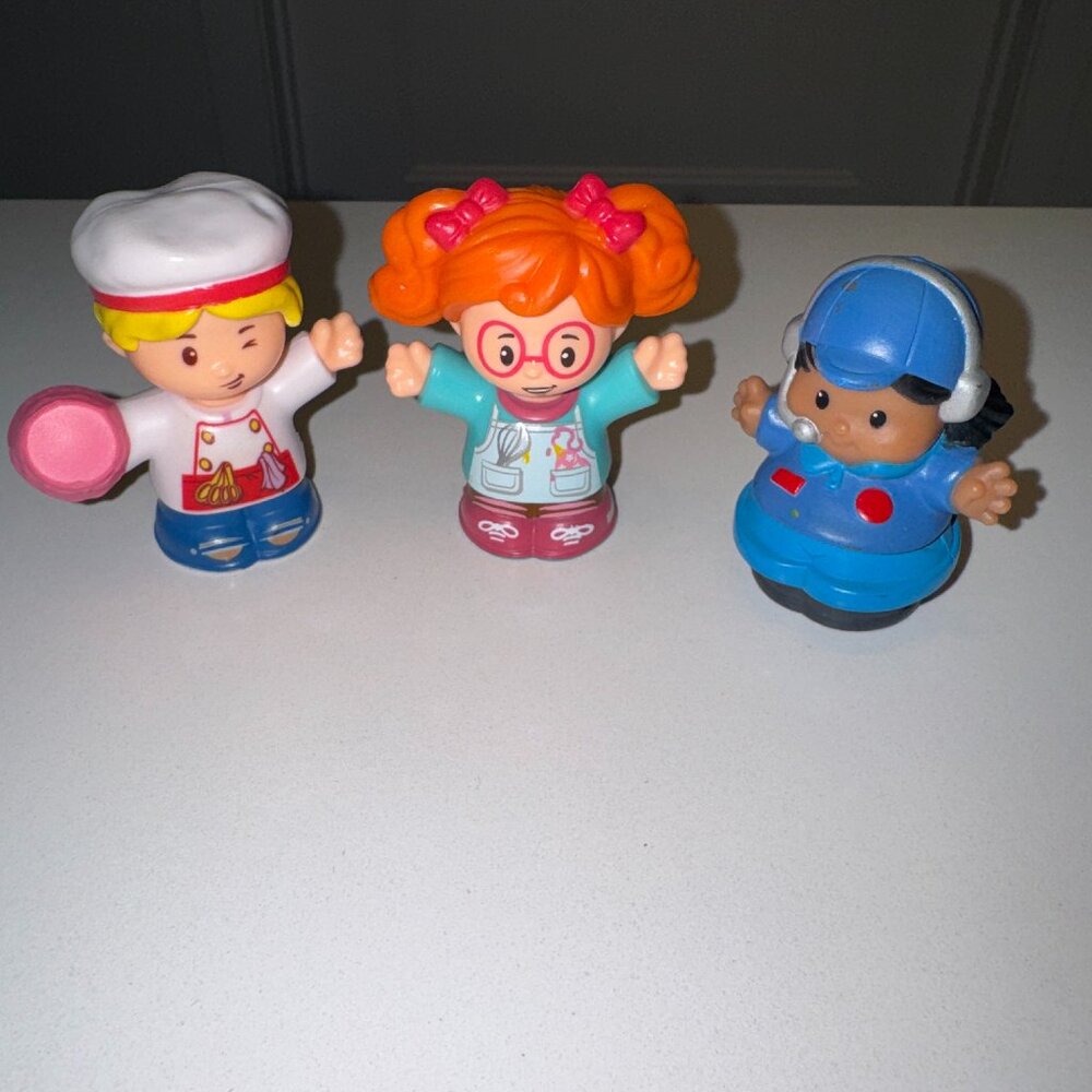 Lot of 3 Fisher Price Little People Figurines Bakers and Fast Food Jobs